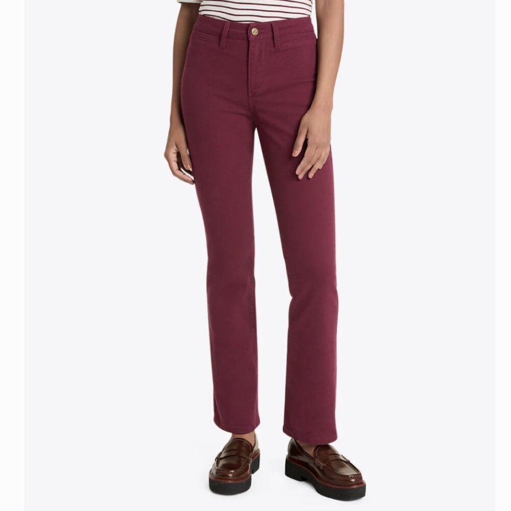 Draper James Welt Bootcut Pants Burgundy Cotton Blend Size 0 Mid Rise